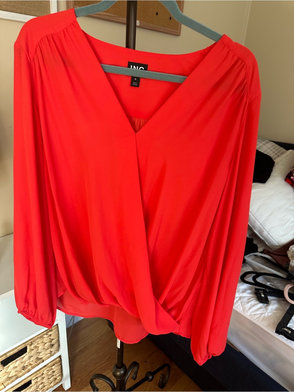 INC International Concepts Coral V-Neck Blouse